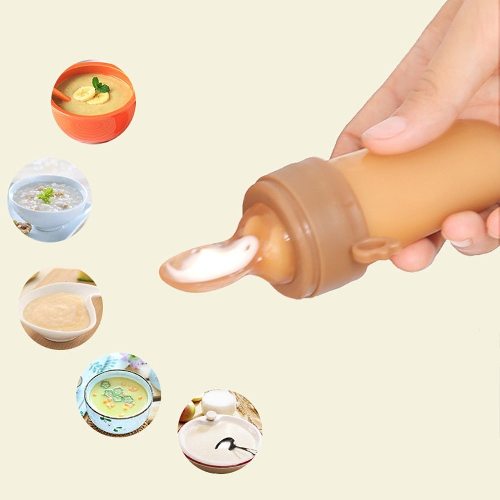 2 Tipos de Colheres com Copinho de Silicone Embutido
